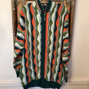 Blue 3 Cosby sweater style hooded zip up Sz XL